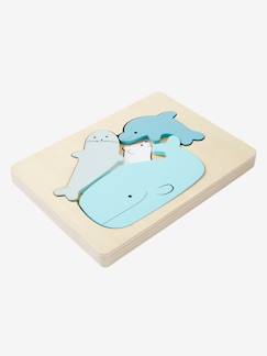 Brinquedos-Puzzle com 3 níveis, em madeira, tema Polo Norte