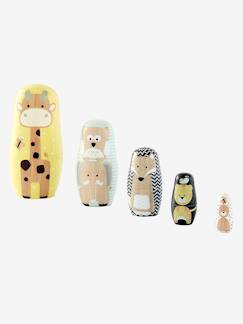Brinquedos-Primeira idade-Primeiras manipulações-Bonecas encaixáveis com animais, em madeira
