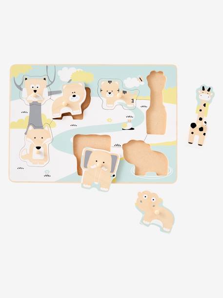 Puzzle com pinos, Safari Bege vivo liso com motivo 