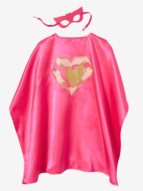 Disfarce de Super Heroína Rosa vivo liso com motivo 