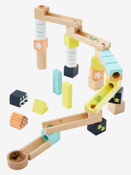 O meu primeiro circuito de berlindes, em madeira (32 peças) Castanho claro bicolor/multico 