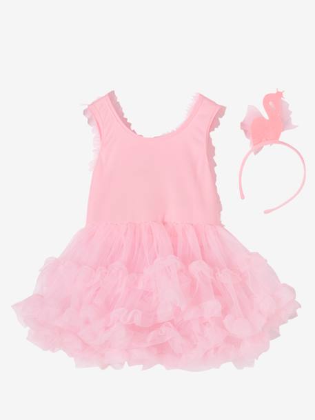 Disfarce de bailarina com cisne Rosa medio liso 