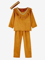 Fato de Índio Castanho vivo liso com motivo 