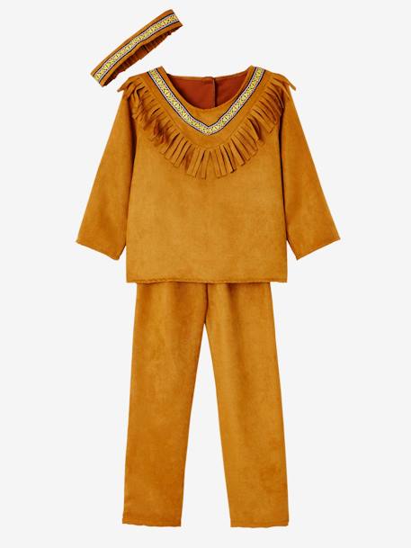 Fato de Índio Castanho vivo liso com motivo 