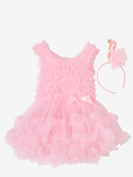 Disfarce de bailarina com cisne Rosa medio liso 