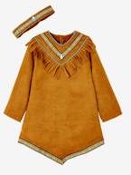 Disfarce de Índia Castanho vivo liso com motivo 