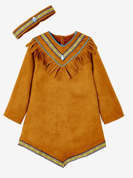 Disfarce de Índia Castanho vivo liso com motivo 