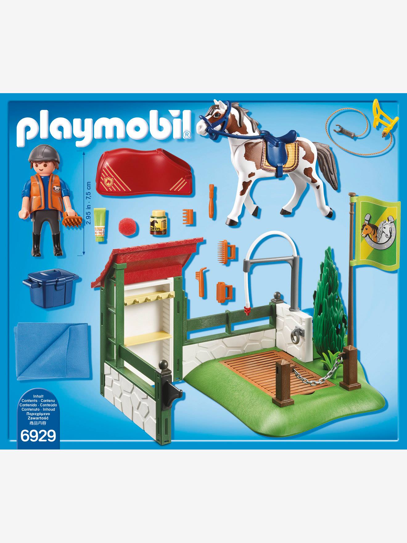 6929 Set de limpeza para cavalos, da Playmobil bege claro liso com motivo