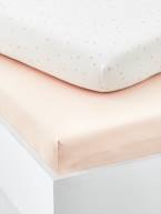 Lote de 2 lençóis-capa para bebé, em algodão Azul escuro estampado+Rosa claro estampado 