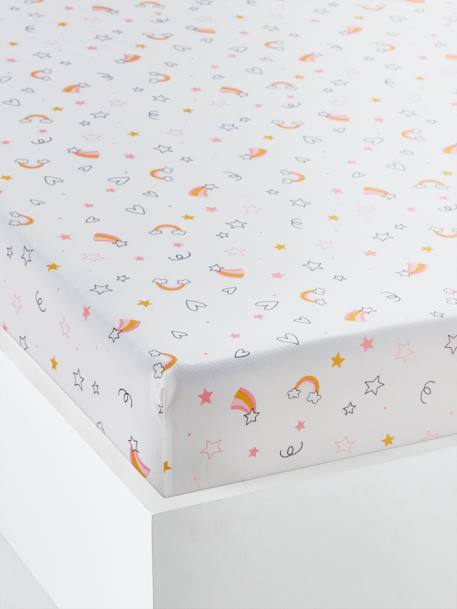 Lençol-capa de criança, tema CRAZY UNICÓRNIO Branco claro estampado 