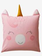 Conjunto capa de edredon + fronha de almofada, para criança, tema CRAZY UNICÓRNIO Rosa claro liso com motivo 