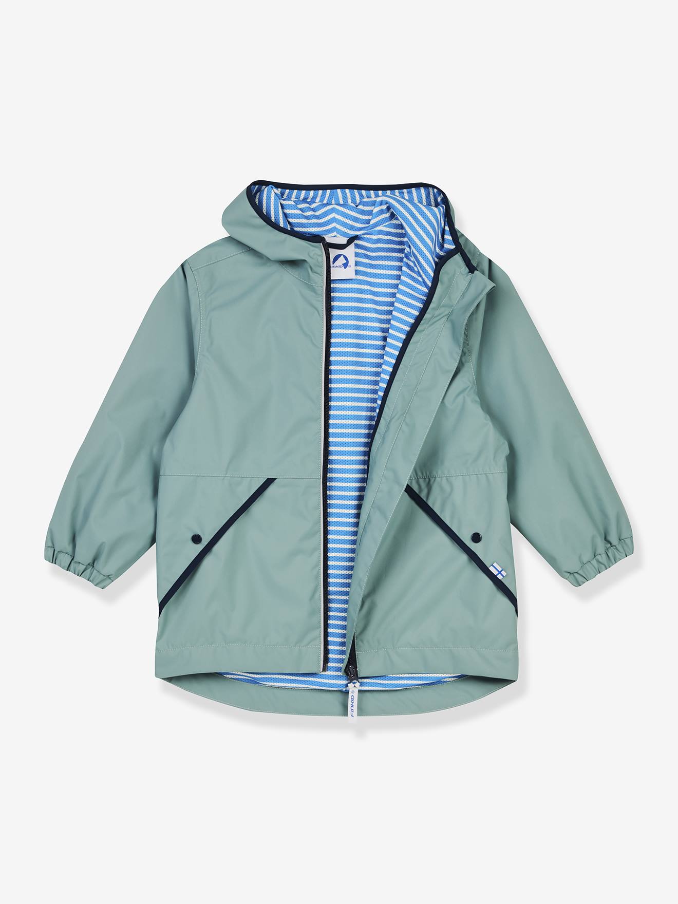 Casaco outdoor para criança PUUSKIAINEN finkid, sistema zip-in azul-turquesa
