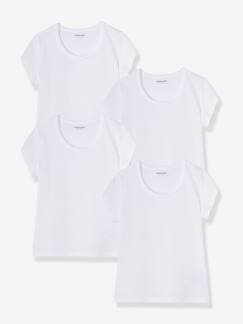 Menina 2-14 anos-Roupa interior-Camisolas interiores-Lote de 4 camisolas de mangas curtas