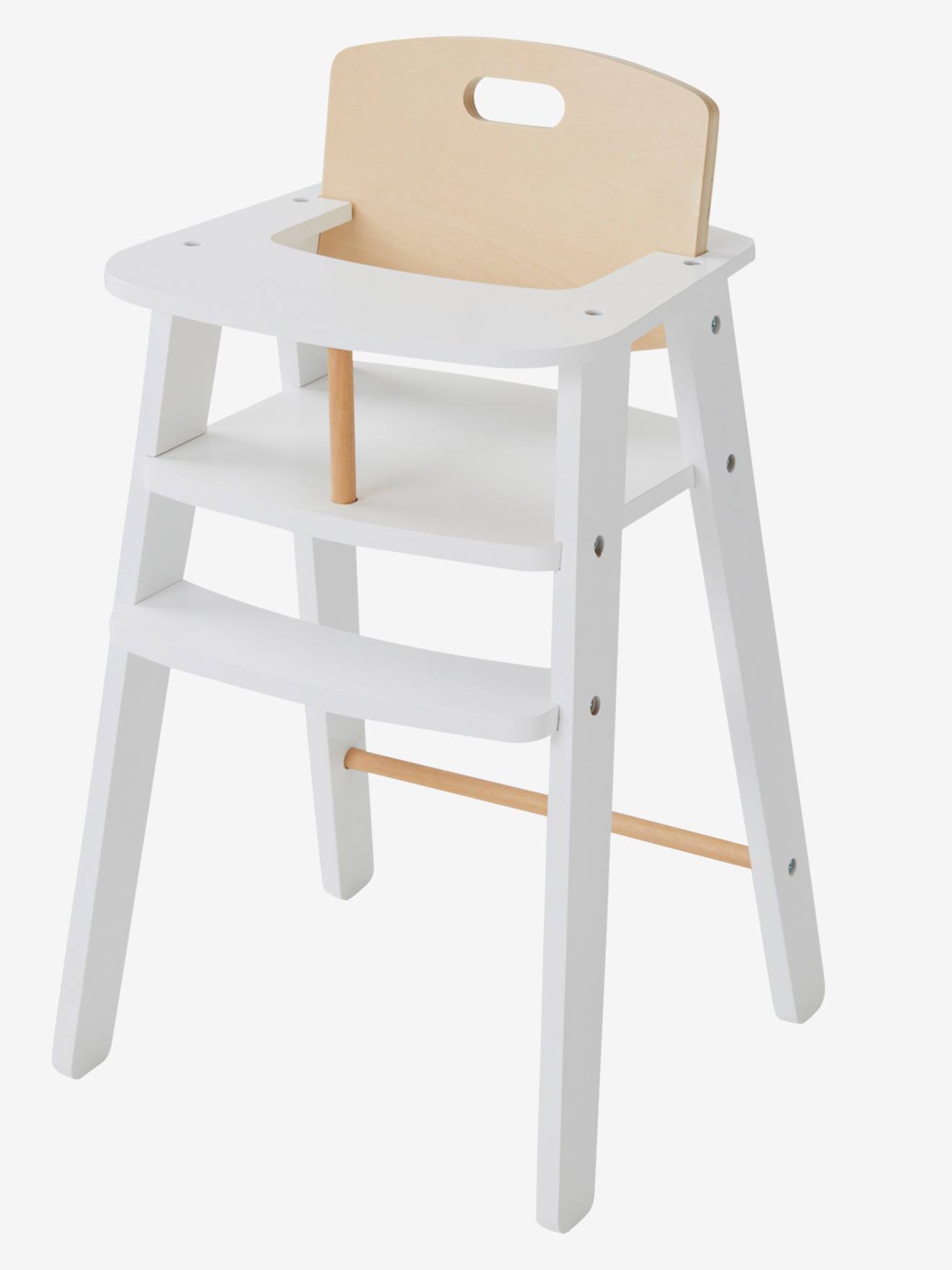 Cadeira alta em madeira FSC®, para boneca branco