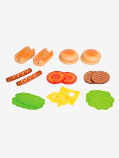 Brinquedos-Hambúrgueres e cachorros-quentes, em madeira, da HAPE