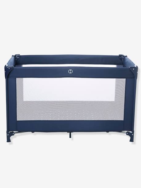Cama de apoio, VERTBAUDET Travel'bed Azul escuro liso com motivo+Cinza estrelas 