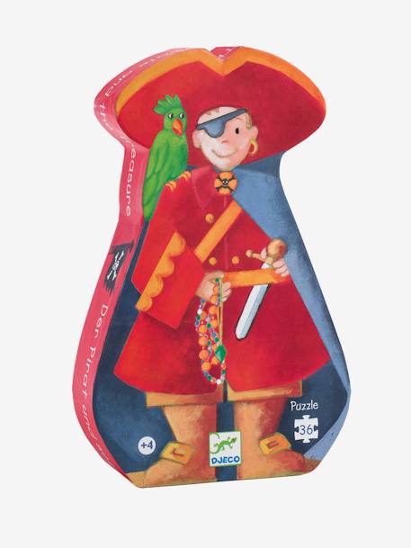 Puzzle O Pirata e o seu Tesouro, com 36 peças, da DJECO BEGE MEDIO LISO COM MOTIVO 