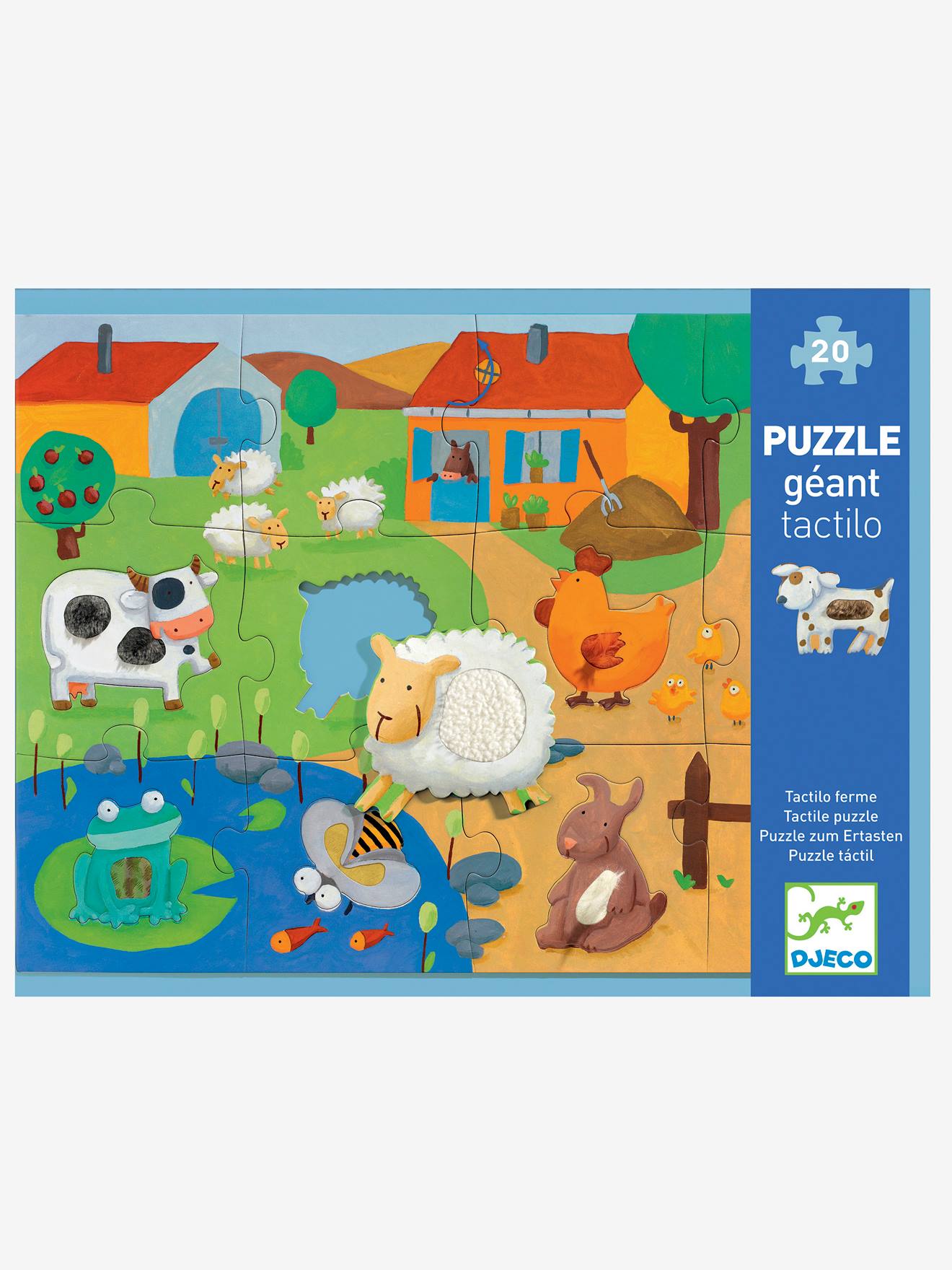 Puzzle Tactilo Quinta, com 20 peças, da  bege medio liso com motivo