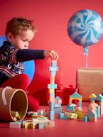 Jogo de construção, em madeira, com 100 peças Castanho claro bicolor/multico 