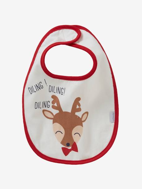 Lote de 7 babetes, para recém-nascido Cru e cinzento+Multicolor+Vermelho escuro liso 