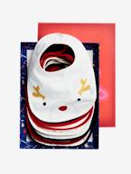 Lote de 7 babetes, para recém-nascido Cru e cinzento+Multicolor+Vermelho escuro liso 