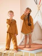 Disfarce de Índia Castanho vivo liso com motivo 