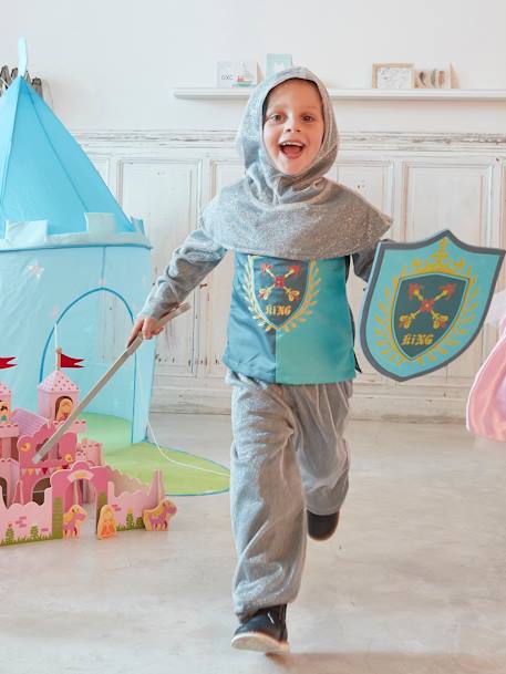 Disfarce de cavaleiro Azul escuro liso com motivo 