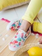 Ténis slip-on, para menina BRANCO CLARO ESTAMPADO+VERMELHO VIVO LISO 