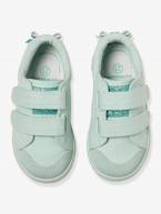 Sapatilhas com barras autoaderentes, em tecido, para bebé menina AMARELO CLARO LISO COM MOTIVO+AZUL MEDIO ESTAMPADO+VERDE CLARO LISO COM MOTIVO 