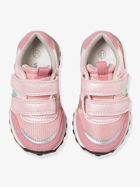 Sapatilhas com barras autoaderentes estilo running, para bebé menina AZUL CLARO LISO COM MOTIVO+ROSA CLARO LISO COM MOTIVO 