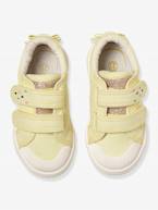 Sapatilhas com barras autoaderentes, em tecido, para bebé menina AMARELO CLARO LISO COM MOTIVO+AZUL MEDIO ESTAMPADO+VERDE CLARO LISO COM MOTIVO 