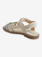 Sandálias com barra autoaderente, para menina, coleção autonomia BEGE CLARO LISO COM MOTIVO+ROSA MEDIO METALIZADO 