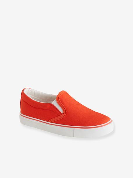 Ténis slip-on, para menina BRANCO CLARO ESTAMPADO+VERMELHO VIVO LISO 
