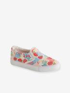 Ténis slip-on, para menina BRANCO CLARO ESTAMPADO+VERMELHO VIVO LISO 