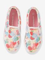 Ténis slip-on, para menina BRANCO CLARO ESTAMPADO+VERMELHO VIVO LISO 