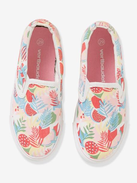 Ténis slip-on, para menina BRANCO CLARO ESTAMPADO+VERMELHO VIVO LISO 