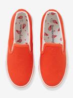 Ténis slip-on, para menina BRANCO CLARO ESTAMPADO+VERMELHO VIVO LISO 