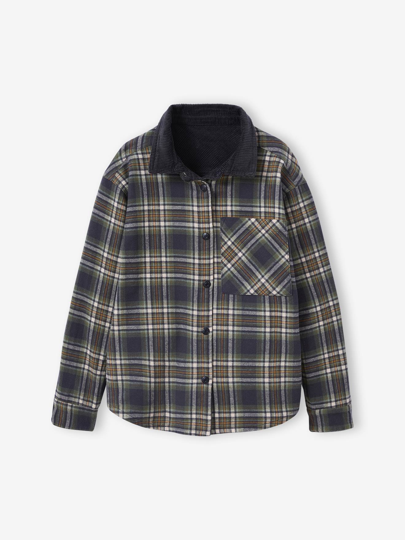 Camisa reversível em flanela e veludo para menino JONEN  antracite