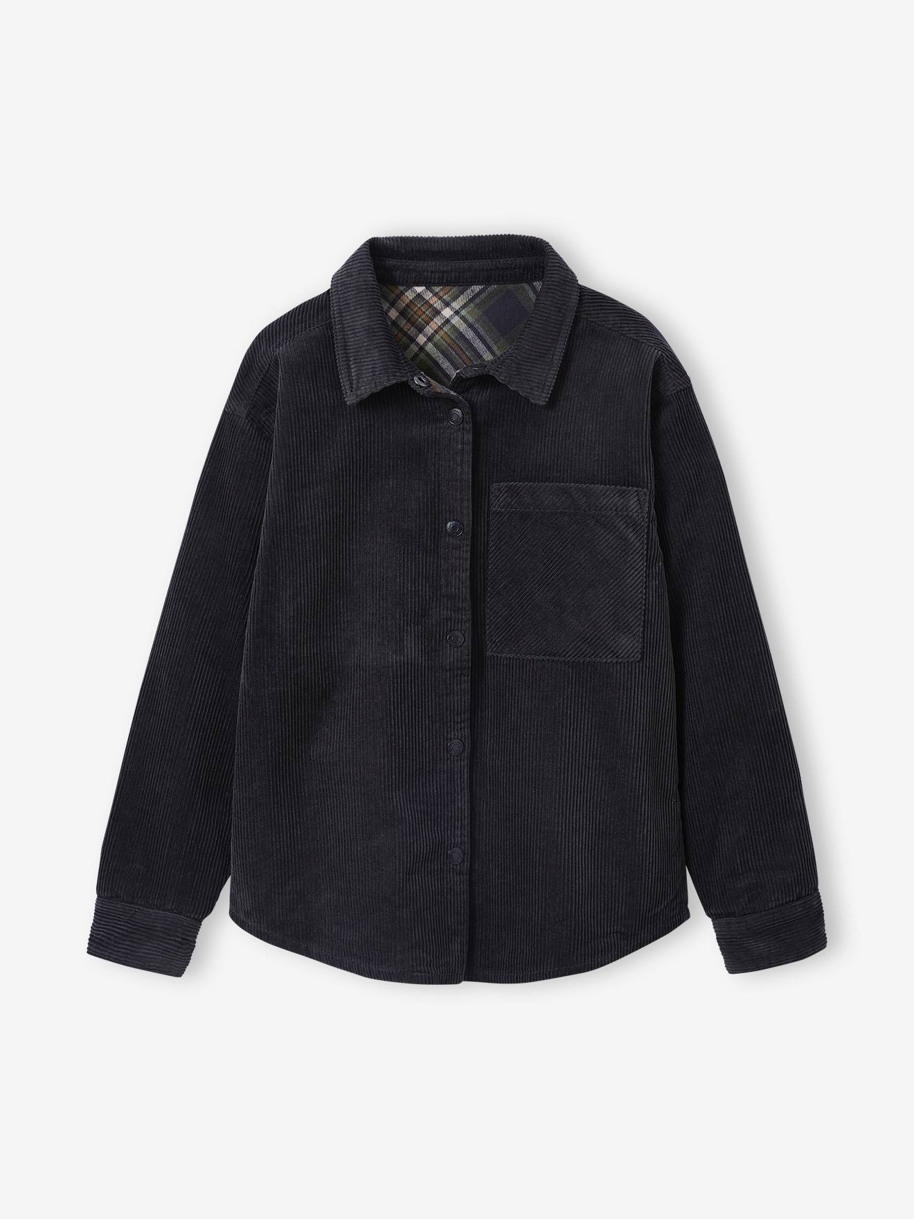 Camisa reversível em flanela e veludo para menino JONEN  antracite