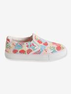 Ténis slip-on, para menina BRANCO CLARO ESTAMPADO+VERMELHO VIVO LISO 
