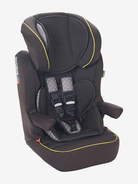 Cadeira-auto VERTBAUDET Kidsit+ grupo 1/2/3 Cinza estrelas+Verde triângulos 