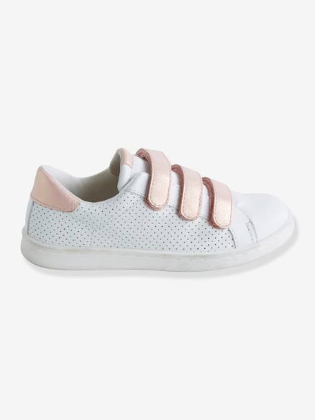 Sapatilhas com barra autoaderente, para menina BRANCO CLARO LISO COM MOTIVO 