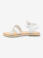 Sandálias em pele, para menina, Didonc da KICKERS® Branco claro liso+Castanho claro liso+Rosa claro metalizado 