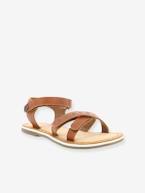 Sandálias em pele, para menina, Didonc da KICKERS® Branco claro liso+Castanho claro liso+Rosa claro metalizado 
