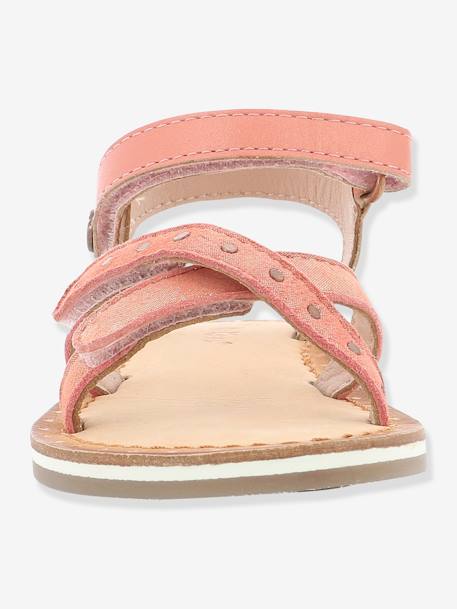 Sandálias em pele, para menina, Didonc da KICKERS® Branco claro liso+Castanho claro liso+Rosa claro metalizado 