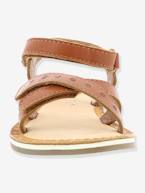 Sandálias em pele, para menina, Didonc da KICKERS® Branco claro liso+Castanho claro liso+Rosa claro metalizado 