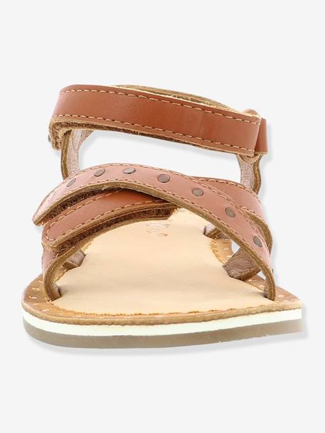 Sandálias em pele, para menina, Didonc da KICKERS® Branco claro liso+Castanho claro liso+Rosa claro metalizado 