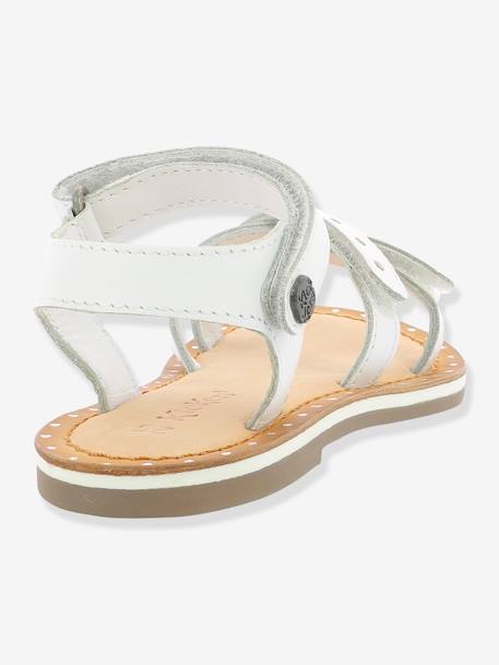 Sandálias em pele, para menina, Didonc da KICKERS® Branco claro liso+Castanho claro liso+Rosa claro metalizado 