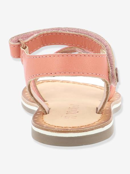 Sandálias em pele, para menina, Didonc da KICKERS® Branco claro liso+Castanho claro liso+Rosa claro metalizado 