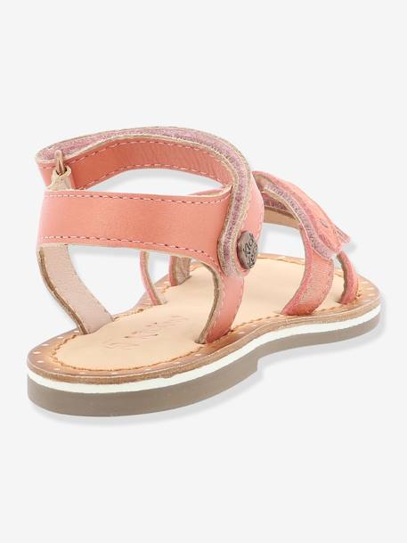Sandálias em pele, para menina, Didonc da KICKERS® Branco claro liso+Castanho claro liso+Rosa claro metalizado 